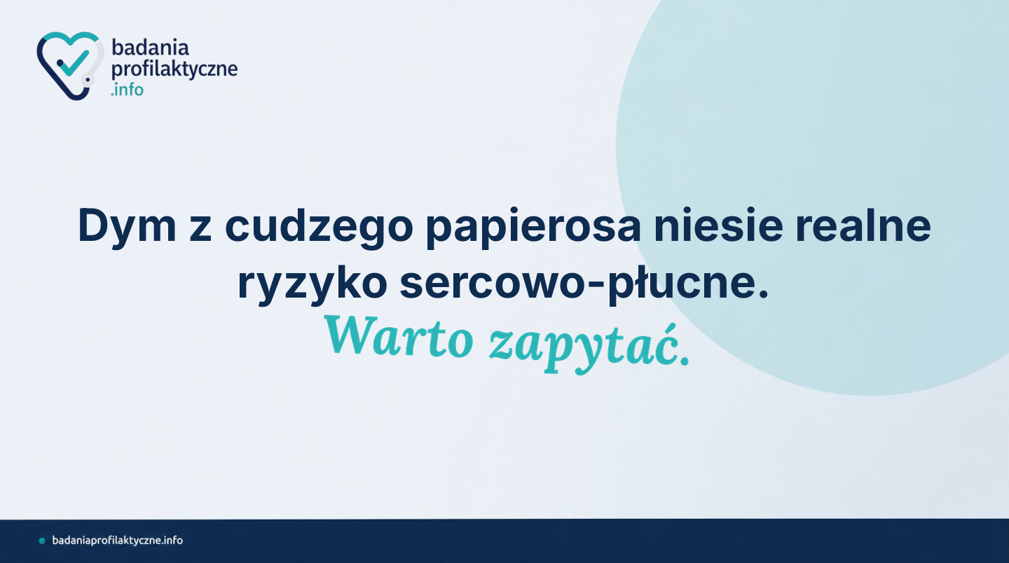 Dym tytoniowy jest czynnikiem rakotwórczym niezależnie od tego, czy wdychasz go czynnie, czy biernie. Sprawdź, jakie ryzyko niesie regularna ekspozycja na ETS, co mówią o tym twoje objawy i kiedy spirometria może być potrzebna.