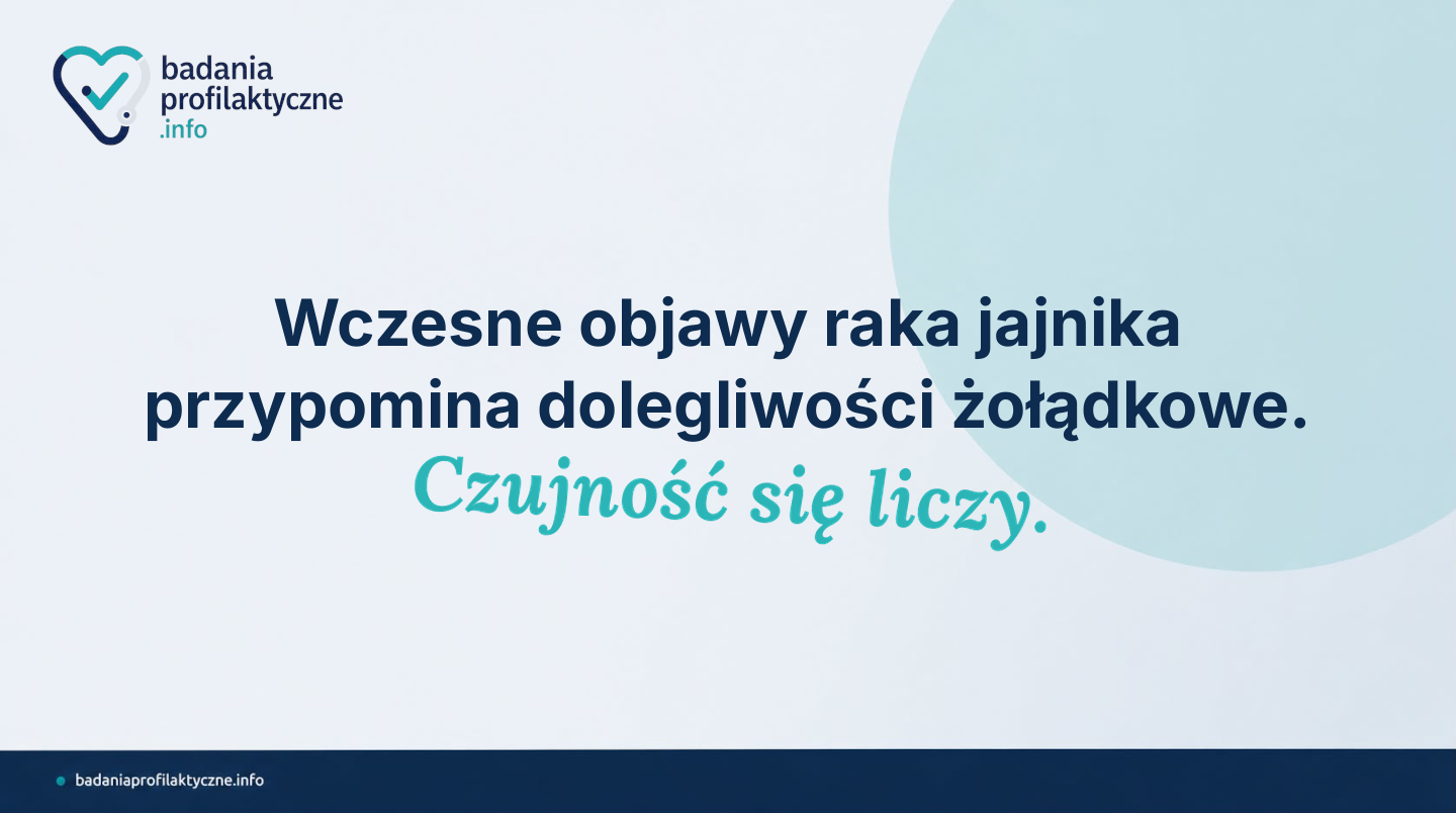 Rak jajnika jest wykrywany późno — blisko 80% przypadków w stadium III lub IV. Dowiedz się, jakie objawy wymagają wizyty u ginekologa i kto należy do grup podwyższonego ryzyka.